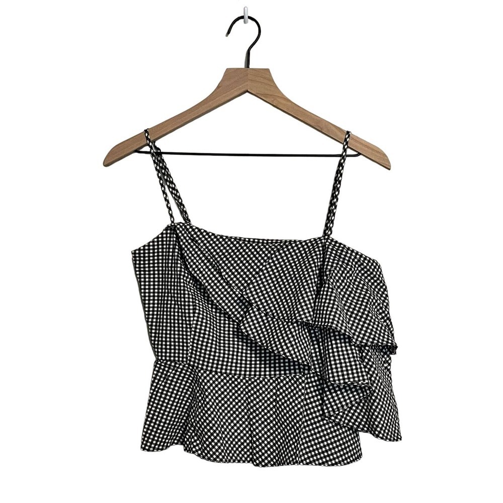 INTERMIX Thebes Ruffle Gingham Top Small Style DD-1756